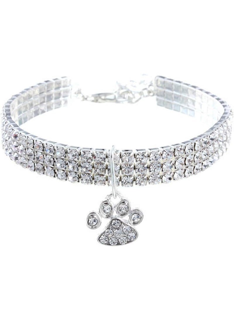 jaexest Adjustable Crystal Rhinestone Pet Collar – Sparkle Heart Claw Pendant, Soft Elastic Small Dog & Cat Necklace, Elegant Fashion Accessory for Everyday Wear & Special Occasions – Gold/Silver - Image 1